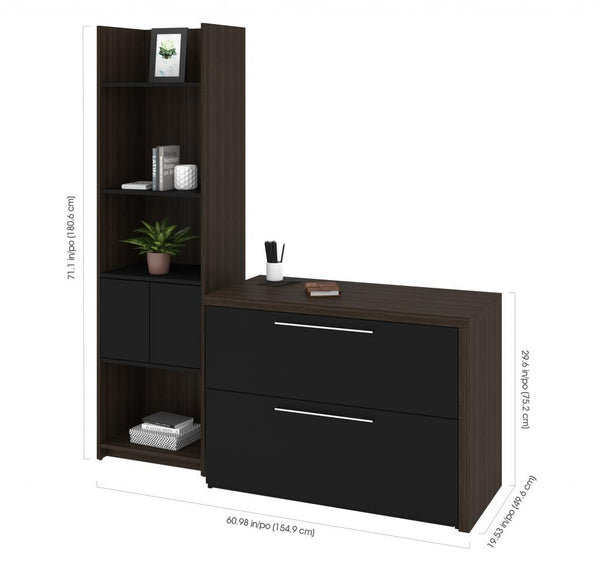 Small Sliding Desk with Shelving Unit