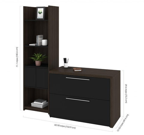 Small Sliding Desk with Shelving Unit