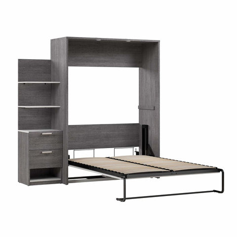 Full Murphy Bed with Nightstand and Floating Shelves (79W)