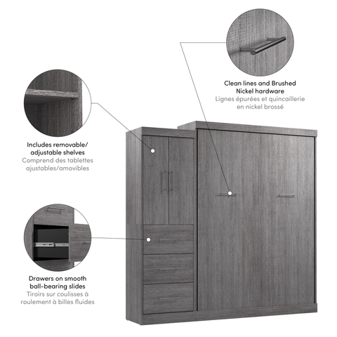 Queen Murphy Bed with Wardrobe (90W)