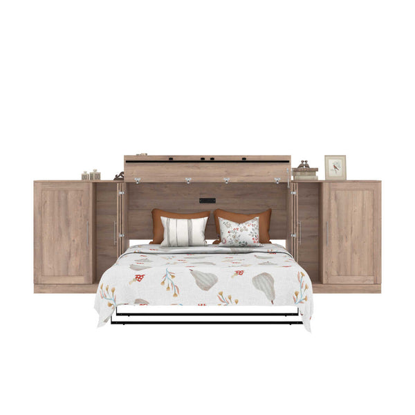 Queen Cabinet Bed with Mattress and Storage Cabinets (139W)