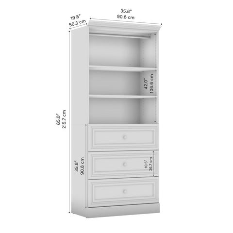 Traditional Closet System with Drawers, 36W x 20D