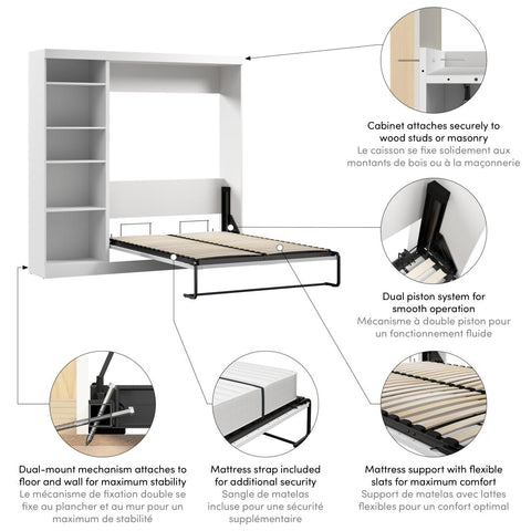 Full Murphy Bed with Shelving Unit (84W)