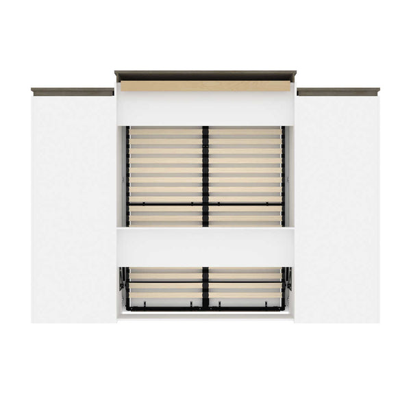 Queen Murphy Bed and 2 Shelving Units with Drawers (125W)