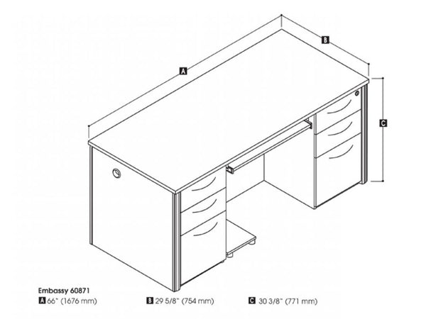 Executive Desk with Two Assembled Pedestals