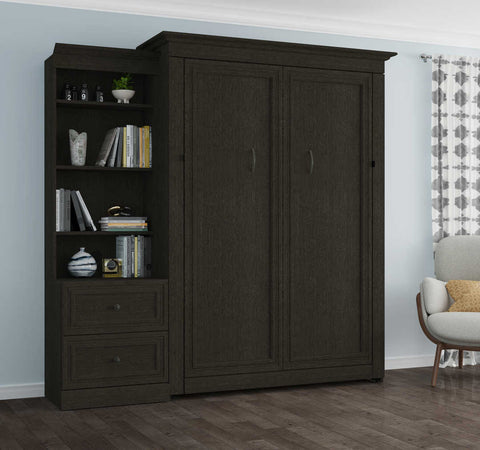 Full Murphy Bed and Shelving Unit with 2 Drawers (84W)