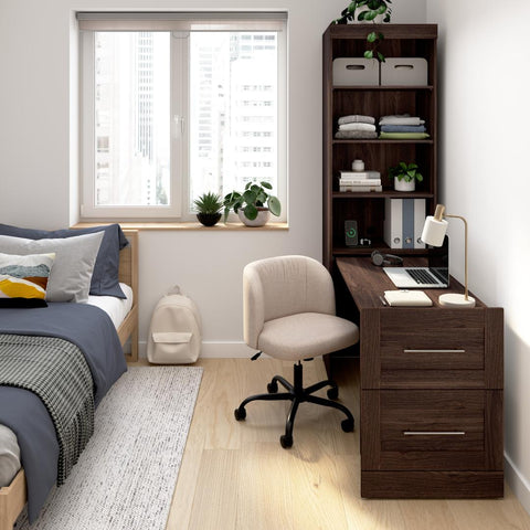 25W Pull-Out Desk Cabinet with Shelves and Hidden Storage