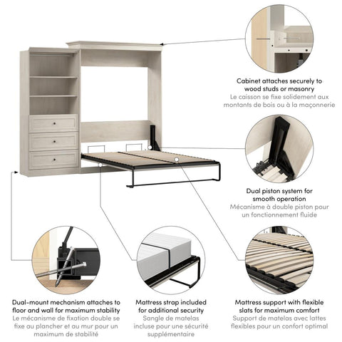 Queen Murphy Bed and Closet Organizer with Drawers (103W)