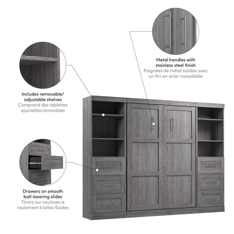 Full Murphy Bed and 2 Shelving Units with Drawers (109W)