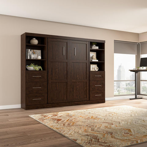 Full Murphy Bed and 2 Shelving Units with Drawers (109W)