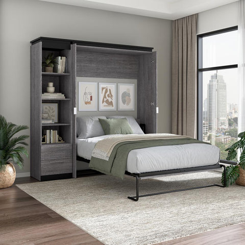 Full Murphy Bed with Shelves and Drawers (81W)