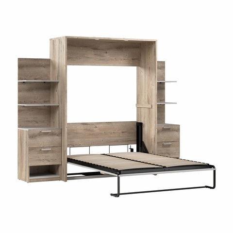 Full Murphy Bed with Nightstands and Floating Shelves (99W)