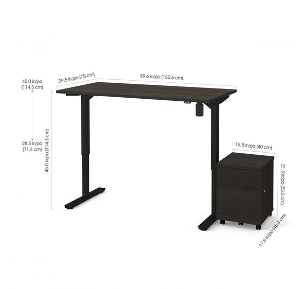 2-Piece set including 30“ x 60“ standing desk and a mobile pedestal