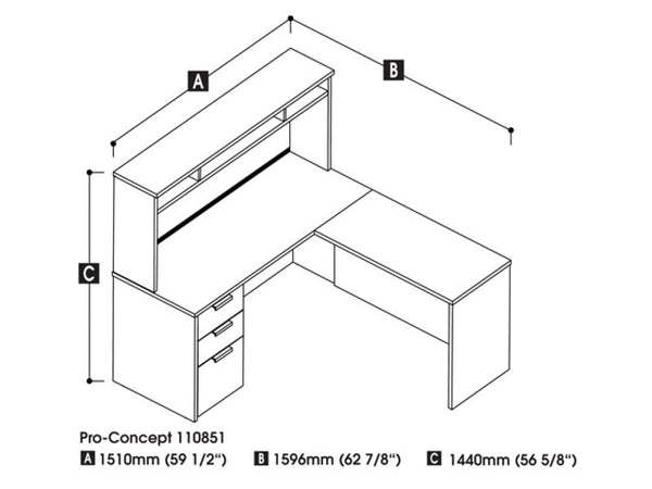 L-Shaped Workstation with Small Hutch