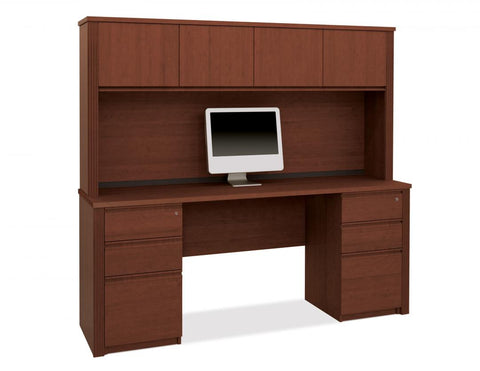 Credenza Desk with Hutch and Two Assembled Pedestals