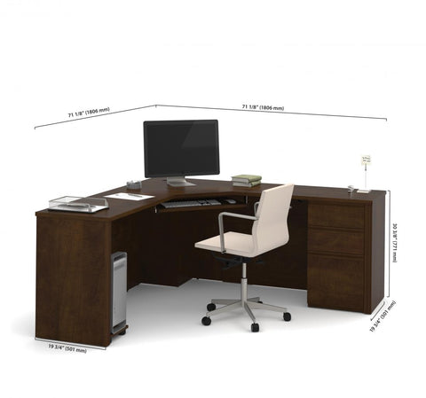 72W Corner Desk with Pedestal