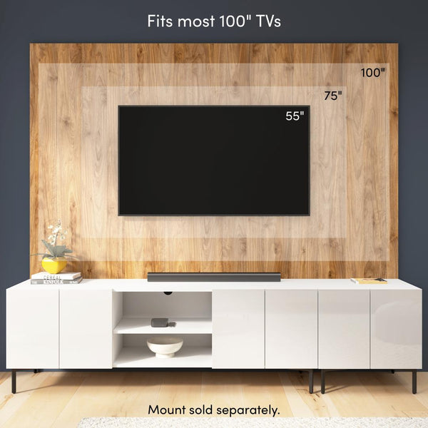 118W Modular Entertainment Center with TV Stand, Storage Cabinets, Hutch, and Large Wall Panel