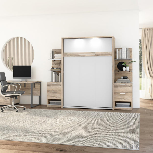 Full Murphy Bed with Nightstands and Floating Shelves (99W)