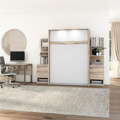 Full Murphy Bed with Nightstands and Floating Shelves (99W)