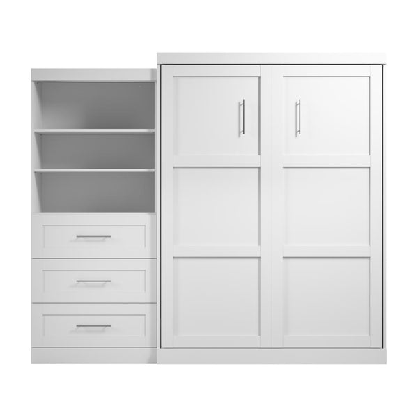 Queen Murphy Bed and Shelving Unit with Drawers (101W)