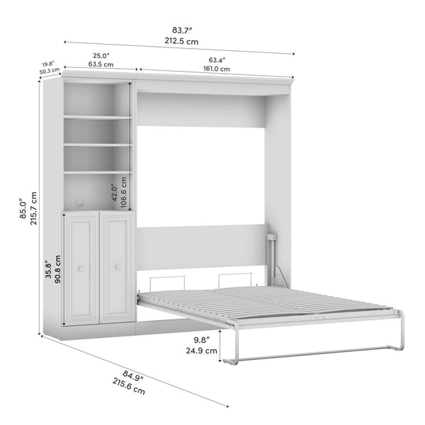 Full Murphy Bed and Closet Organizer with Doors (84W)