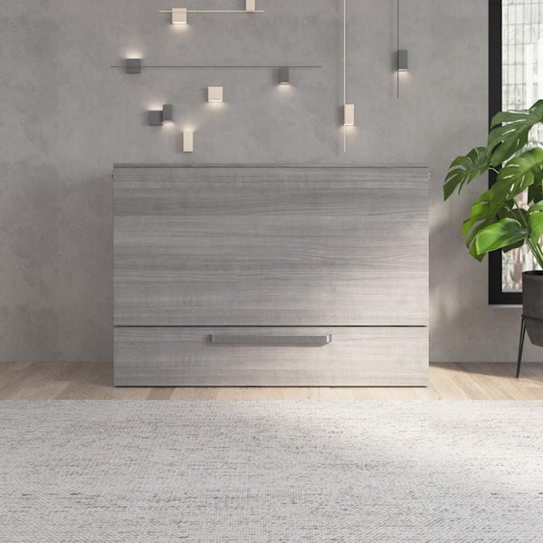 57W Full Murphy Cabinet Bed with Pullout Drawer and Mattress