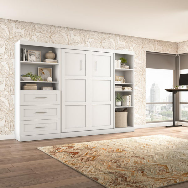 Full Murphy Bed with Shelving and Drawers (120W)