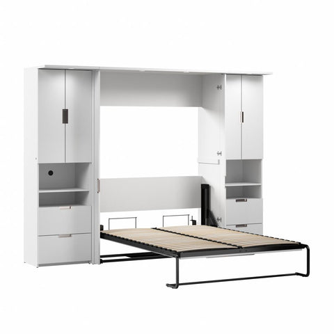 107W Full Murphy Bed with 2 Storage Cabinets