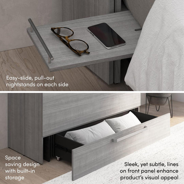 57W Full Murphy Cabinet Bed with Pullout Drawer and Mattress