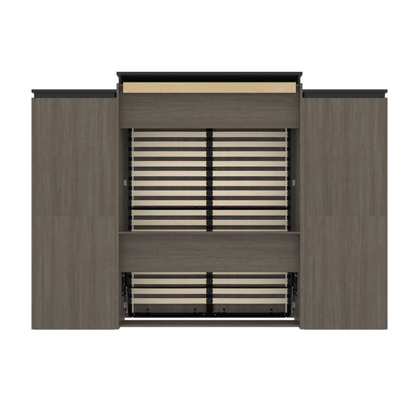 Queen Murphy Bed and 2 Shelving Units with Drawers (125W)