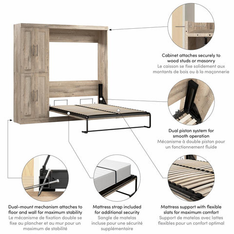 Full Murphy Bed with Closet Organizer (84W)