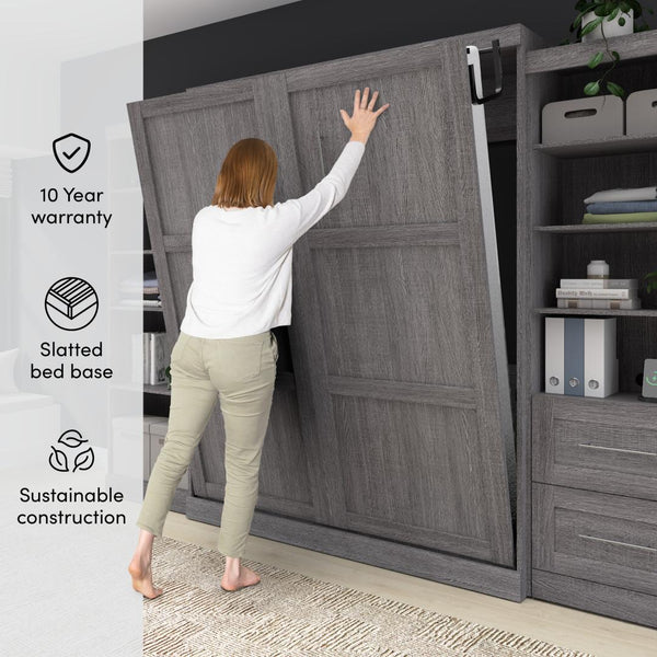 109W Full Size Murphy Bed with Pull-Out Desk and Storage