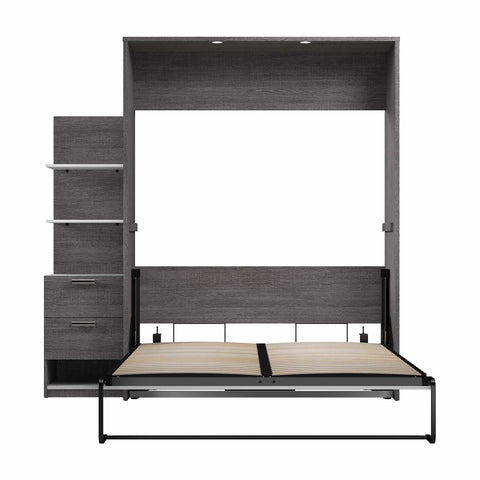 Queen Murphy Bed with Nightstand and Floating Shelves (85W)