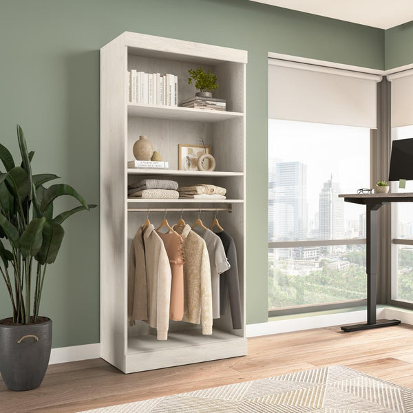 Contemporary Closet System with Shelves & Clothing Rods, 36W x 19D