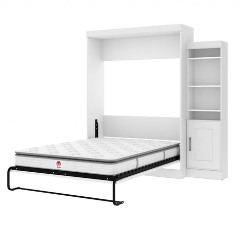 Queen Murphy Bed with Mattress and 1 Storage Unit (86W)