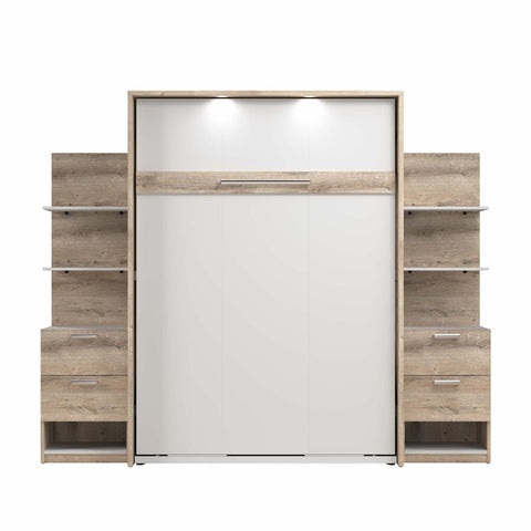 Full Murphy Bed with Nightstands and Floating Shelves (99W)