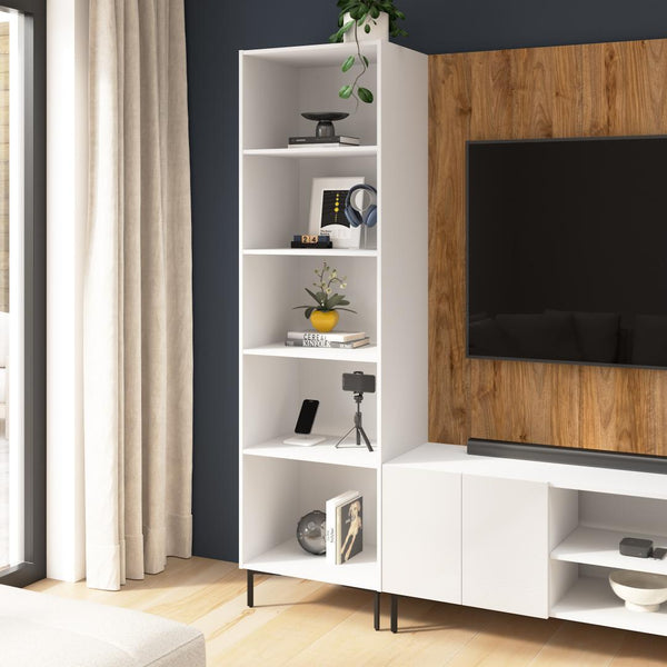 24W Modular Media Storage Tower with Shelves