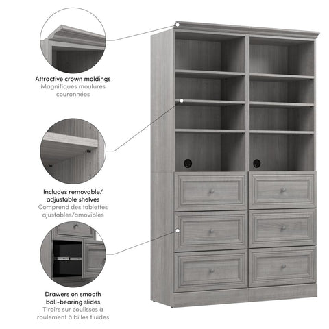 Traditional Closet System with Shelves & Drawers, 50W x 20D