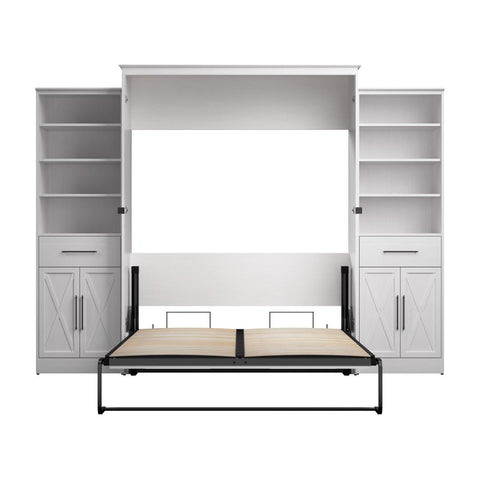 Queen Murphy Bed and Closet Organizers with Doors and Drawers (119W)
