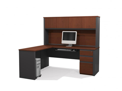 L-Shaped Desk with Hutch and Assembled Pedestal