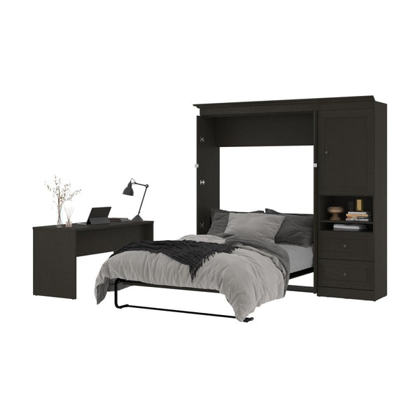 Full Murphy Bed and 1 Storage Unit with Mobile Nightstand and Desk (137”)