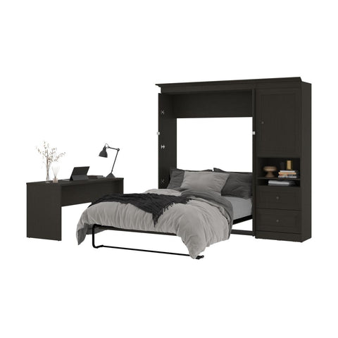 Full Murphy Bed and 1 Storage Unit with Mobile Nightstand and Desk (137”)