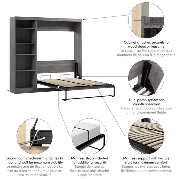 Full Murphy Bed with Shelving Unit (84W)