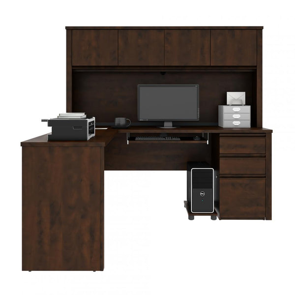 L-Shaped Desk with Pedestal and Hutch