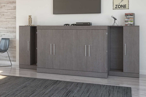 3-Piece Set Including One Queen Cabinet Bed with Mattress and Two 26″ Storage Units