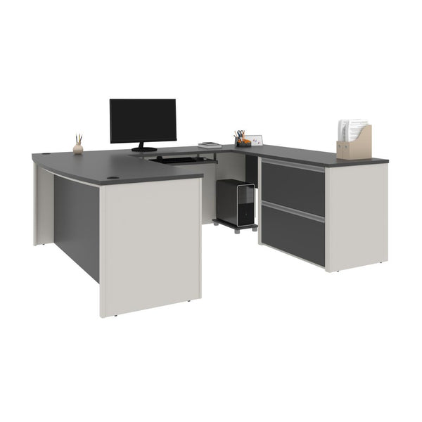 72W U-Shaped Executive Desk with Lateral File Cabinet