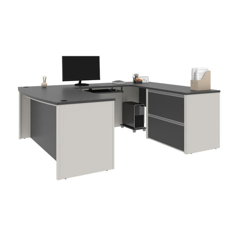 72W U-Shaped Executive Desk with Lateral File Cabinet