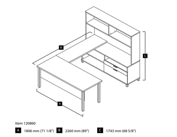 U-Shaped Executive Desk with Hutch