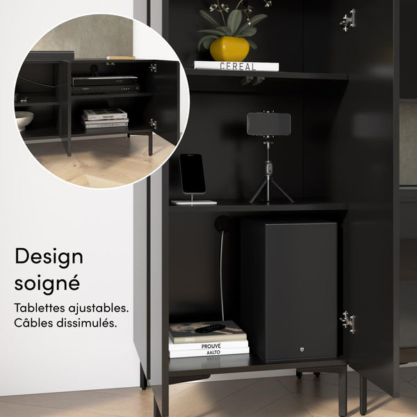 141W Modular Entertainment Center with TV Stand, Storage Cabinet, and Tall Storage Cabinets