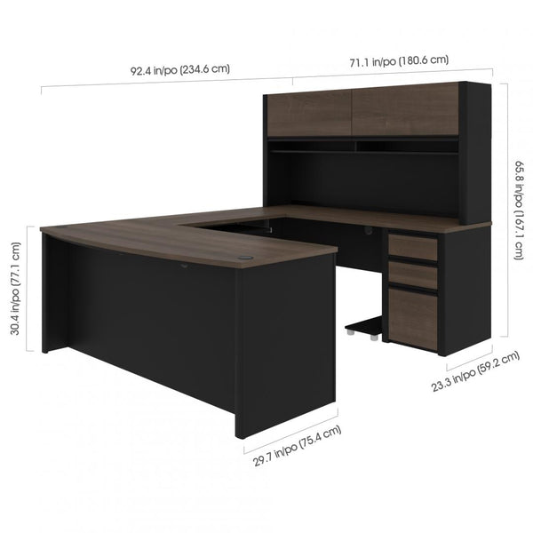 72W U-Shaped Executive Desk with Pedestal and Hutch